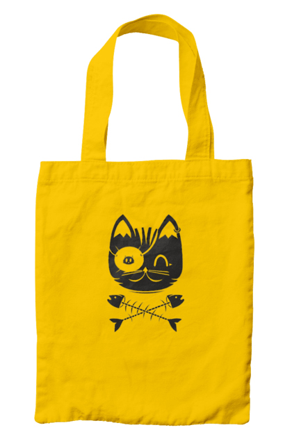 Сумка з принтом "Кіт пірат". Кістки, кіт, крутий малюнок, милі рисунки, пірати, риба, тварини, череп. 2070702