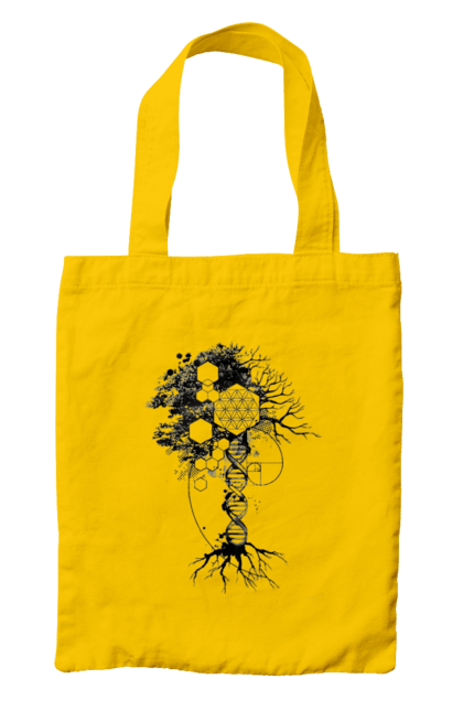 Сумка з принтом "Древо життя". Геном людини, дерево життя, золотий перетин, квітка життя, сакральна геометрія, таємниця світобудови, таємниця числа фібоначчі, число бога, число фібоначчі. 2070702