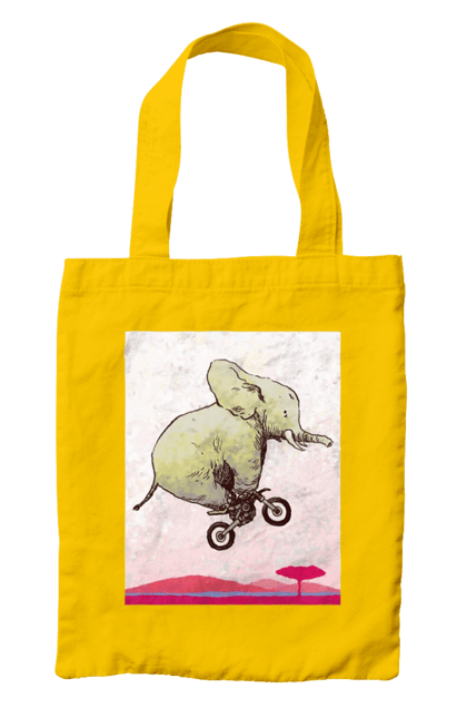 Сумка с принтом Слон На Мотоцикле. Мотоцикл, полет, слон. 2070702