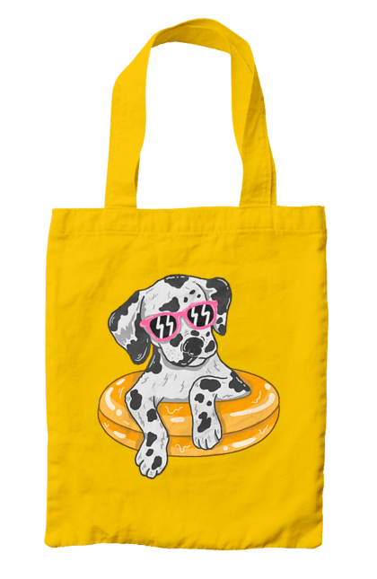 Сумка з принтом "Далматинець Плаває У Колі". Далматинець, окуляри, плавати, собака. 2070702