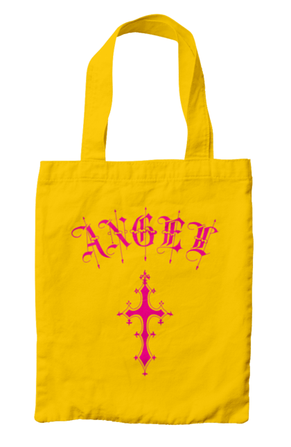 Bag with prints Logo Angel. Angel, cross, gothic, gothick style, logo, pink. 2070702