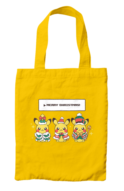 Bag with prints Pikachu Merry Christmas. Anime, christmas, game, manga, merry christmas, nintendo, pikachu, pokemon. 2070702