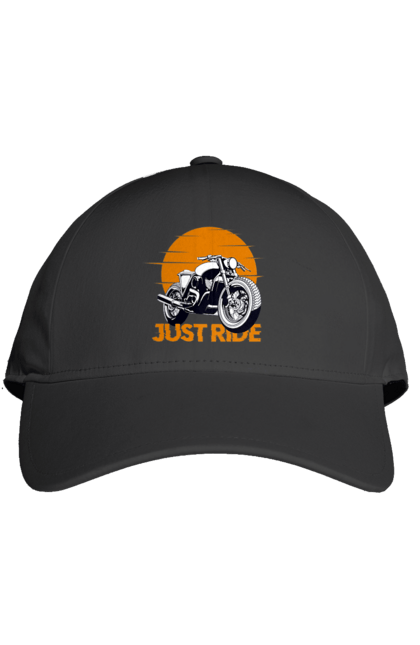 Cap with prints Motorcycle, Just Go. Motorbike, riding, road. 2070702