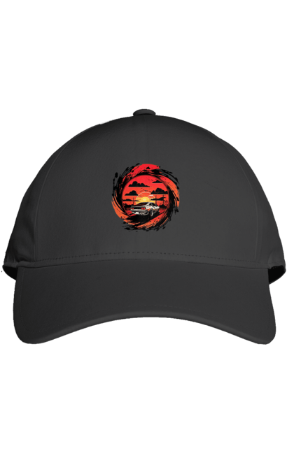 Кепка з принтом "Феррарі на заході сонця". Авто, автомобіль, машини, феррарі. 2070702