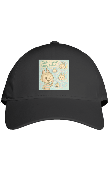 Кепка з принтом "Лабубу". Бульбашки, грайливо, каваї, казково, лабубу, милаілюстрація, ніжнікольори, пастельнамистецтво, щасливі бульбашки. 2070702