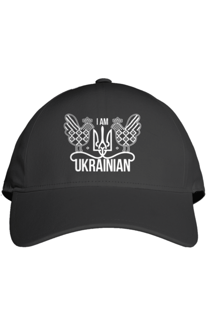 Кепка з принтом "Я українець". Вишиванка, з гербом, з гербом україни, з тризубом, патріотична, я українець, як у зеленського. 2070702