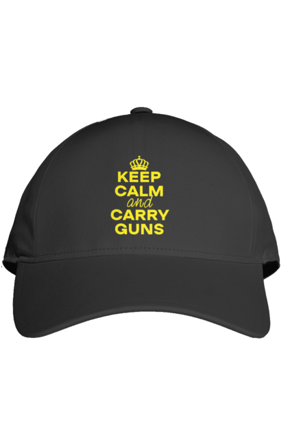 Кепка з принтом "Зберігайте Спокій та Носіть Зброю". Брутальні, зберігайте спокій, меми, носіть зброю, популярні, прикольні, тексти, тренди. 2070702