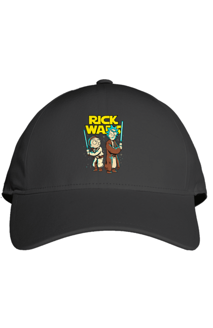 Cap with prints Rick and Morty. Adventures, black humor, cartoon, rick, rick and morty, sci-fi, star wars, tragicomedy. 2070702