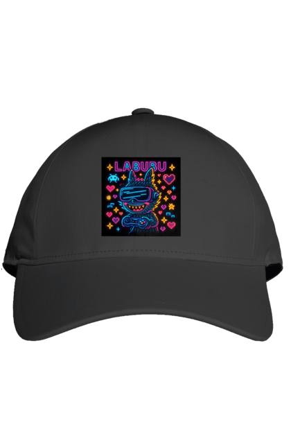 Кепка з принтом "Лабубу". Vrочки, геймеркультура, геймпад, іконкиаркади, кіберарт, лабубу, неонгеймінг, піксельарт, ретроаркада, світиться. 2070702