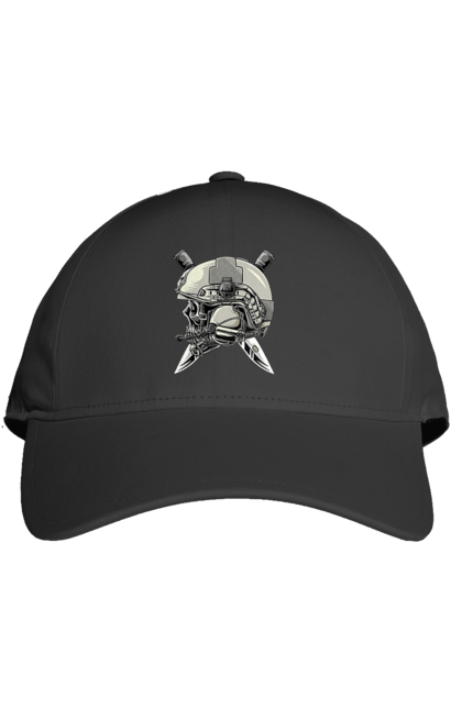 Кепка з принтом "Череп пілота". Військовий, захисник, ніж, пілот, череп, шолом. 2070702