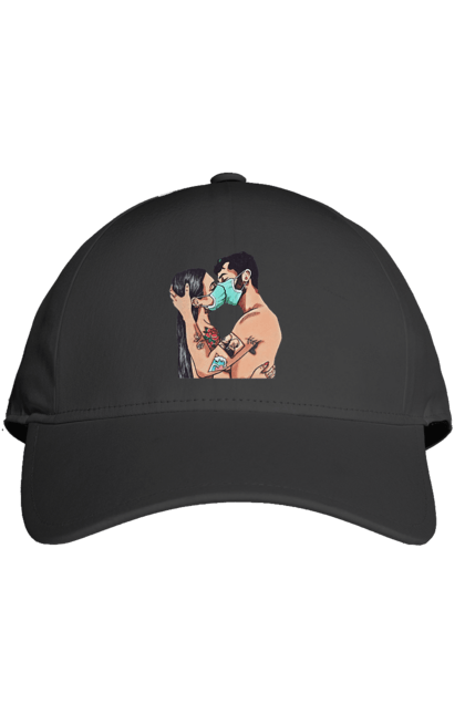 Кепка з принтом "Коронавірусна Любов". Карантин, коронавірус, кохання, маска, поцілунок. 2070702