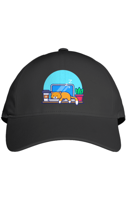 Кепка з принтом "Кіт програміст". Angular, c, css, html, it, javascript, jquery, php, python, react, svelt, vue, айтишник, айті, гумор, код, кодувати, прогер, програміст, програмісти, ти ж, ти ж програміст, тиж програміст. 2070702