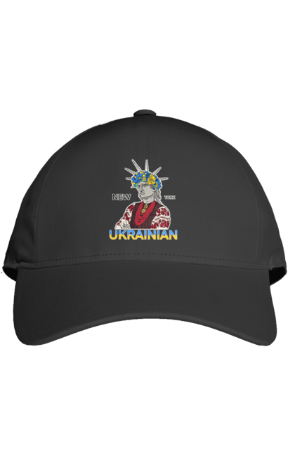 Кепка з принтом "UA & NY". Вишиванка, вінок, нью йорк, статуя свободи, україна. 2070702