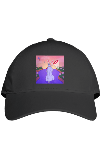 Кепка з принтом "Фіолетова Дівчина На Полюванні". Гола, дівчина, сачок. 2070702