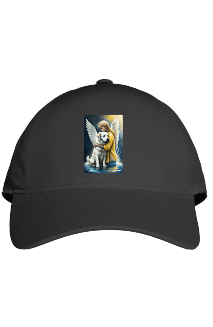 Кепка з принтом "Дівчинка та собака ангел [память загиблим тваринам]". Дівчинка та собака, крим, нова каховка, память загиблим тваринам, собака ангел, україна, херсон. 2070702