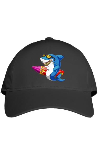 Кепка з принтом "Акула В Окулярах З Серфінгом". Акула, літо, окуляри, серфінг. 2070702