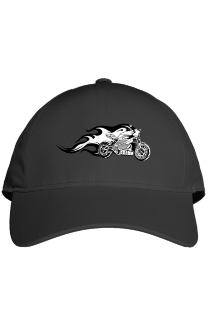 Кепка з принтом "Мотоцикл Вогонь". Мото, мотоцикл, огонь. 2070702