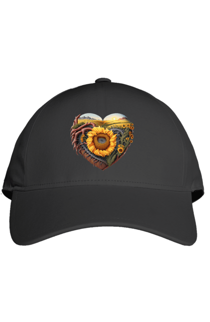 Кепка з принтом "Символи України". Небо, поле, пшениця, символи україни, соняшник, україна. 2070702