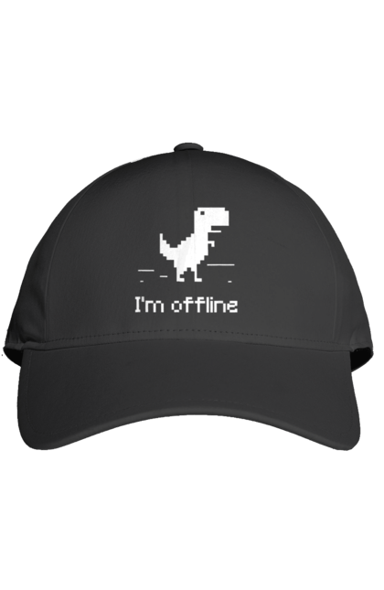 Кепка з принтом "Я офлайн". Offline, браузер, гра, динозавр, немає мережі, офлайн, піксель, піксель арт. KRUTO.  Магазин популярних футболок