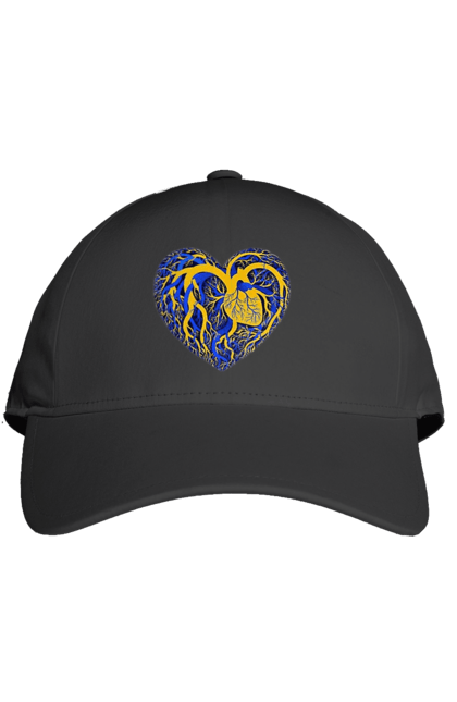 Кепка з принтом "Серця незламних". Жрвто синій, незламні, серце, символіка, україна. 2070702