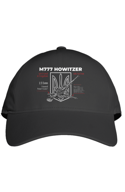 Кепка з принтом "155 мм гаубиця M777". Archer, bayraktar, himars, javelin, m777, patriot, weapon, zaluzhny, гаубиця. 2070702