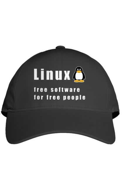 Кепка з принтом "Linux Вільний Для Вільних". Linux, адміністратор, айті, айтішник, безкоштовна, безкоштовно, білий, вільна, доступність, незалежність, операційна система, ос, пінгвін, програміст, програмне забезпечення, свобода, сервер, сисадмін, система, системний адміністратор, софт, текст. 2070702