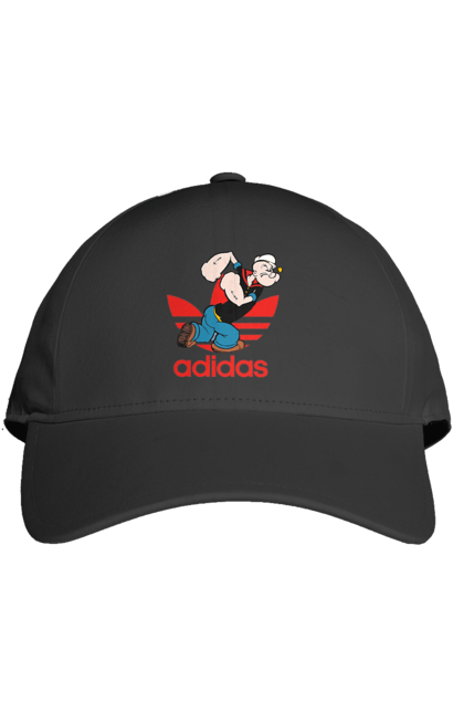 Кепка с принтом Adidas Моряк Попай. Adidas, popeye the sailor, адидас, комикс, моряк, мультфильм, сериал, трубка. 2070702