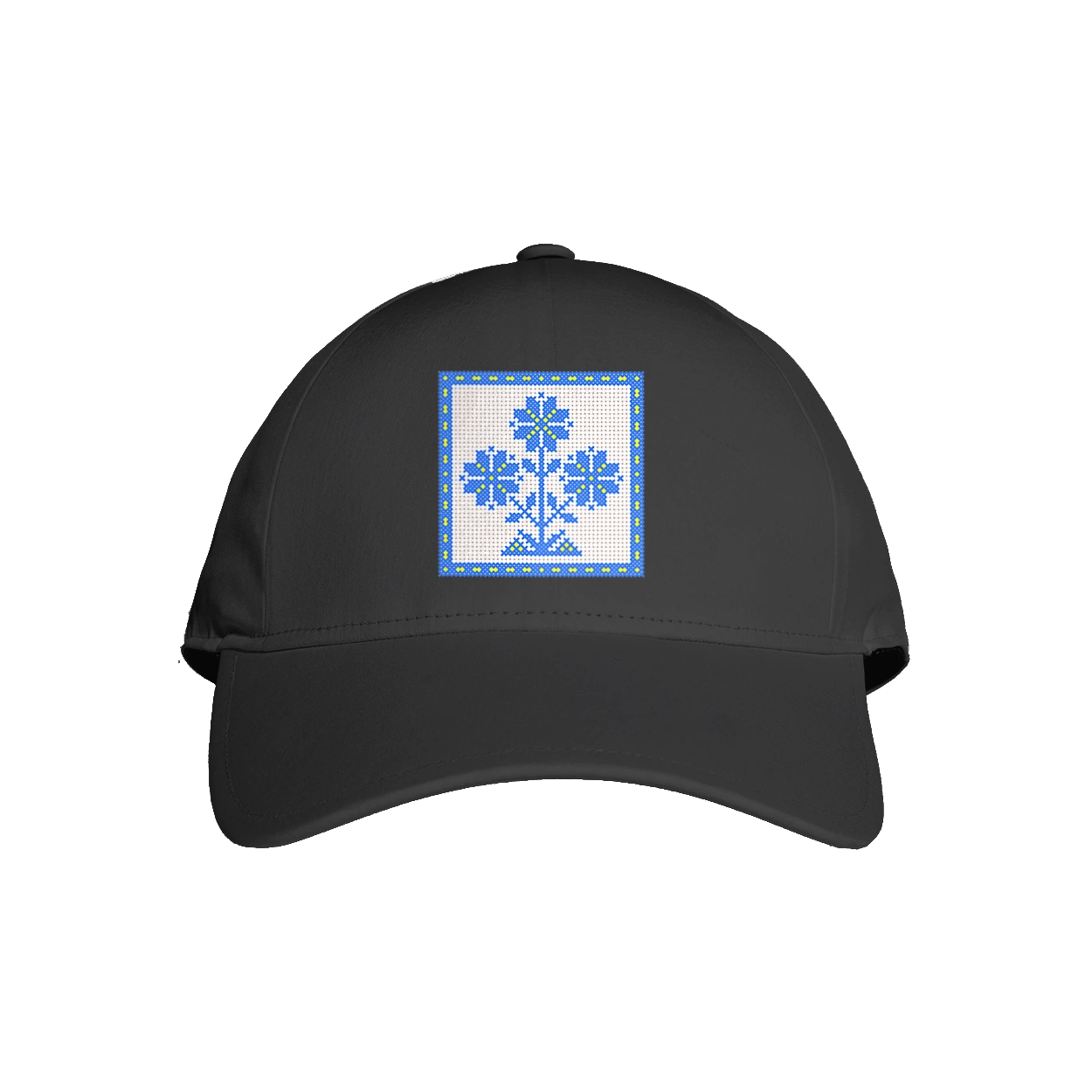 Жовто блакитна вишивка квіти