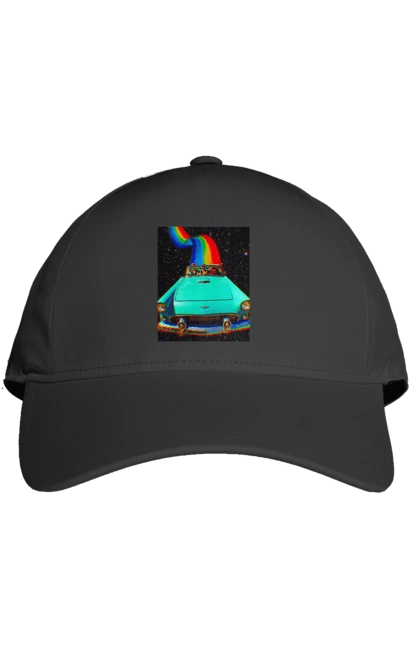 Кепка с принтом Картина, машина в космосе. Картина, космос, машина, поездка, прикол, путешествия, радуга, ретро. 2070702