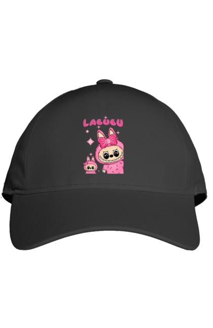 Кепка з принтом "Лабубу". Іграшка лабубу, лабубу, лабубу кока кола, мерч лабубу, мила, рожева лабубу, смішна лабубу. 2070702