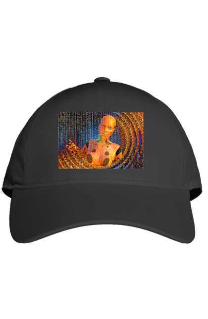 Кепка з принтом "Штучний інтелект". Айті, айтішник, гик, жінка, знання, інженер, інтелект, кібер, кібернетика, кіборг, код, комп, комп`ютерник, кристал, машинне навчання, мікросхема, мозок, портрет, програміст, професіонал, професія, розробник, розум, хакер, чіп, штучний інтелект, штучний розум. 2070702