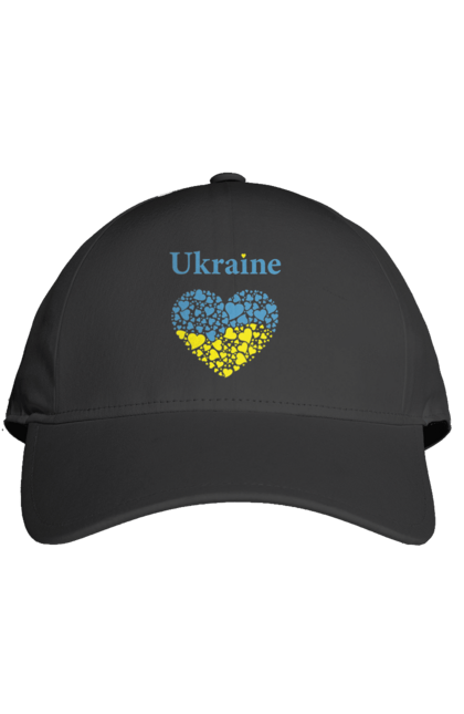 Кепка з принтом "Ukraine Heart". Прапор, серце, україна. 2070702