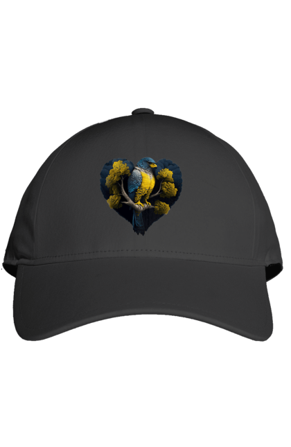 Кепка з принтом "Синьо жовтий сокіл". Дерево, прапор україни, серце, символ україни, сокіл, україна. 2070702