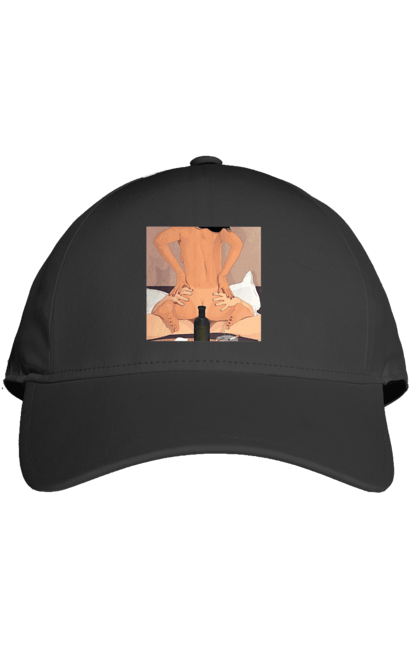 Кепка з принтом "Гола Дівчина, Пляшка І Сигарети". Гола, зверху. 2070702