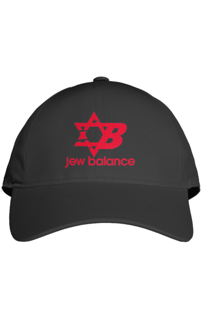 Кепка з принтом "Jew Balance Red". New balance, гумор, еврейські, жарти, жартівливі, літні, прикольні, червоний. 2070702