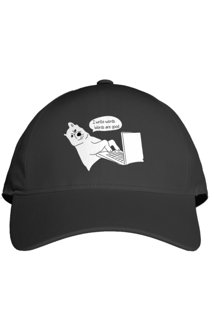 Кепка з принтом "Собака програміст". Angular, c, css, html, it, javascript, jquery, php, python, react, svelt, vue, айтишник, айті, гумор, код, кодувати, прогер, програміст, програмісти, ти ж, ти ж програміст, тиж програміст. 2070702