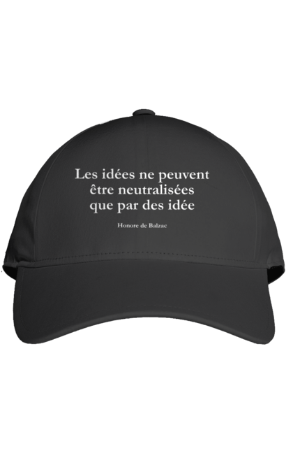 Кепка з принтом "Ідеї перемагаються ідеями (Оноре де Бальзак)". Афоризм, бальзак, ідеологія, ідея, цитата. Старий Солдат