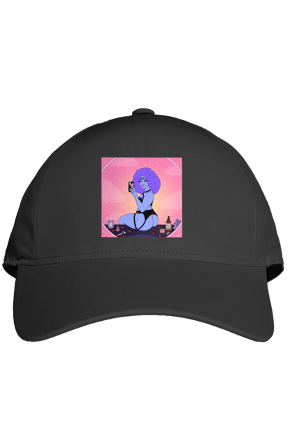 Кепка з принтом "Фіолетова Дівчина Фото У Дзеркалі". Білизна, дзеркало, фото. 2070702