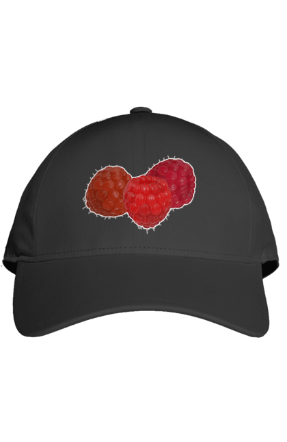 Кепка з принтом "Малина". Веган, вегетаріанець, делікатес, дієта, їжа, літо, малина, плід, смачно, стигла, червона, ягода. 2070702