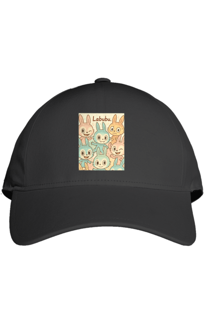 Кепка з принтом "Лабубу". Безтурботно, грайливо, дизайнперсонажу, каваї, лабубу, милі мистецтво, ніжні відтінки, пастельніквіти, стиль мультфільму, чарівно. 2070702