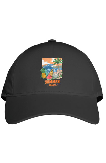 Кепка з принтом "Літні Свята". Ананас, літо, море, пальма, хвилі. 2070702