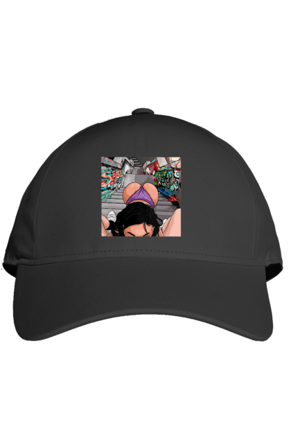 Кепка з принтом "Дівчина На Колінах Перед Хлопчиною". Гола, жопа, на колінах, смоктати. 2070702