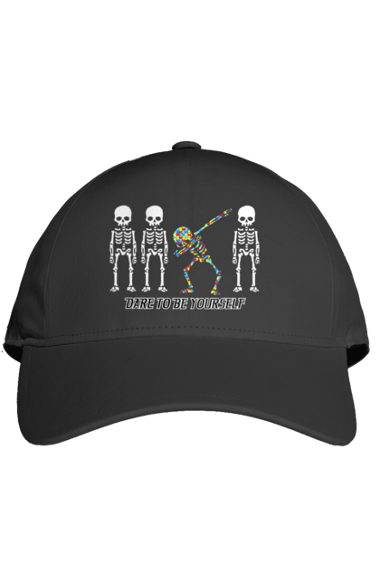 Cap with prints Dare to be yourself. Be yourself, creativity, dancing skeleton, individuality, personality, self-expression, skeleton. 2070702