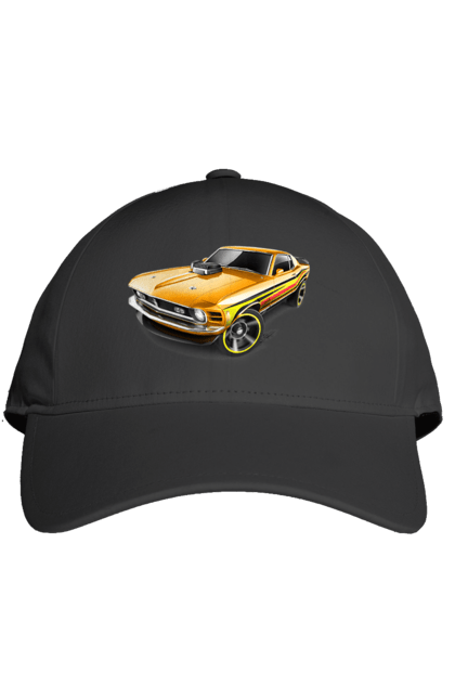 Кепка з принтом "Форд мустанг". Американська легенда, жовтий мустанг, культове авто, мустанг, потужне авто, форд мустанг, шелбі. 2070702