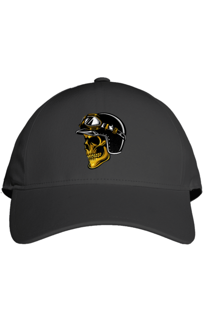 Кепка з принтом "Череп в мотошоломі". Крутий, очі, череп, шолом. 2070702