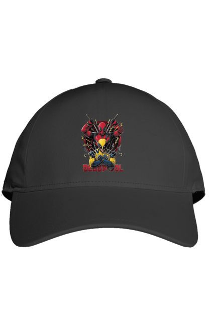 Cap with prints Deadpool & Wolverine. Action movie, comic, deadpool, fantasy, film, logan, marvel, mutant, superhero, x-men. 2070702