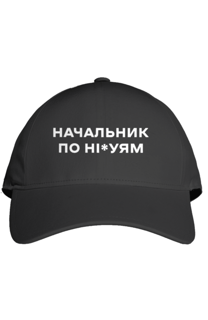 Кепка з принтом "Начальник по ні*уям біла". Для дорослих, з написами, з текстом, креативні, літні, прикольні. 2070702