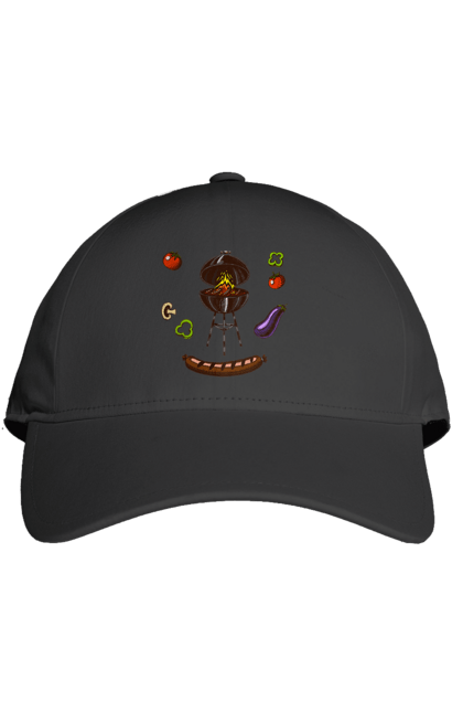 Кепка з принтом "Барбекю Сосиска". Барбекю, гриль, смажити, сосиска. 2070702