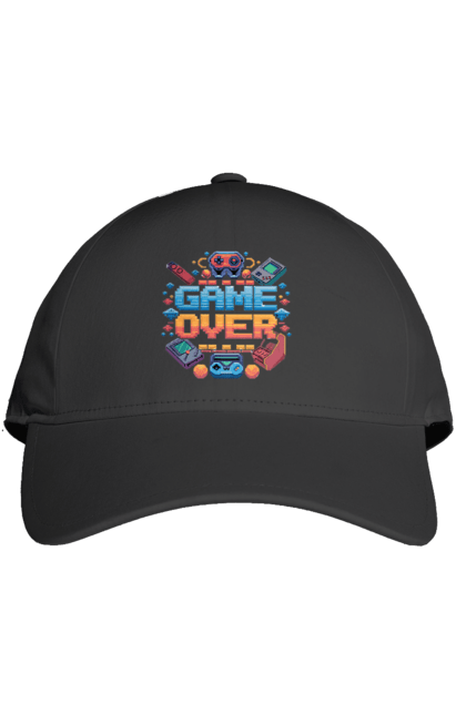 Кепка з принтом "Game Over". 90 ті, ай ті, відео гра, геймер, гра, для геймерів, для гравців, піксель арт. 2070702