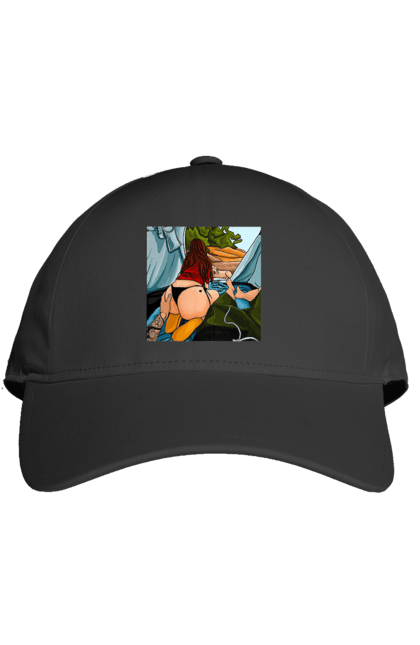 Кепка з принтом "Відпочинок З Улюбленою У Палатці". Відпочинок, жопа, палатка, собака. 2070702